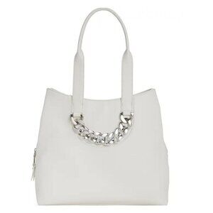 INC Trippii faux-leather chain detail women's tote bag - White / Silver (Used)